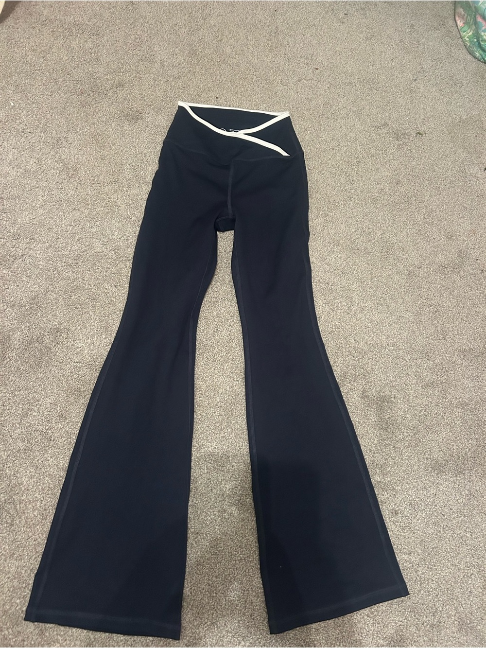 Gilly Hicks Navy Flare Leggings with White Trim